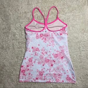 Lululemon power Y tank white pink floral size 6